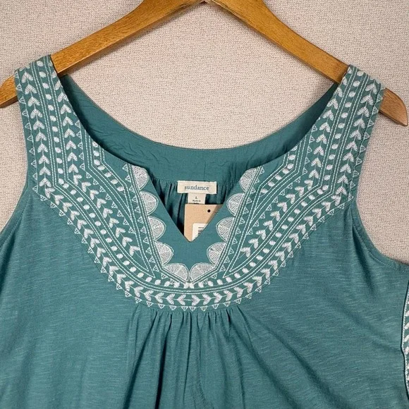 Sundance Teal Embroidered Sleeveless Tank - Picture 4 of 11